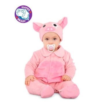 Déguisement Cochon Rose Bébé - DisfraZZes - Chapeau, combinaison, bottillons - Rose - Intérieur - Mixte