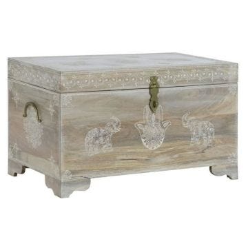coffre 78 x 43 x 45 cm naturel bois de manguier bois mdf
