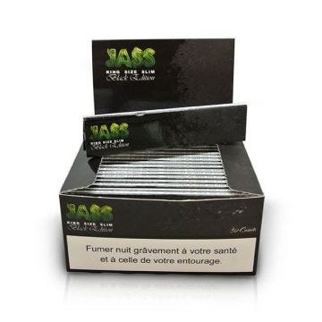 Boite de 50 Carnets de feuilles à rouler SLIM BLACK EDITION JASS