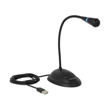 Microphone USB noir - DELOCK - Uni-directionnel - Sensibilité -44 dB - USB 2.0 - Filaire