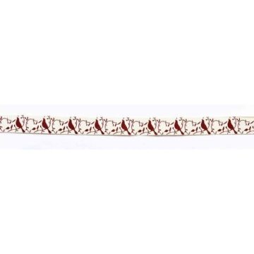 Ruban en coton - MÉGACRÉA - Oiseaux rouges - 1,5 cm x 2 m - Idéal pour vos créations