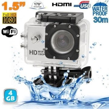 Caméra sport WiFi étanche plongée 12MP 1080P Argent 4GoS