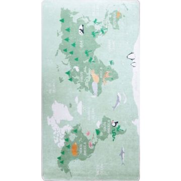 Tapis Enfant - MANI TEXTILE - Vert - Polyester - 100x150 - Lavable en machine
