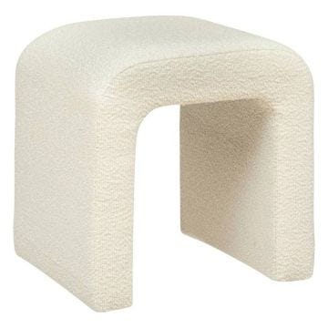 Pouf "Sevi" en bouclette 41x35cm blanc - Blanc - Atmosphera createur d'interieur