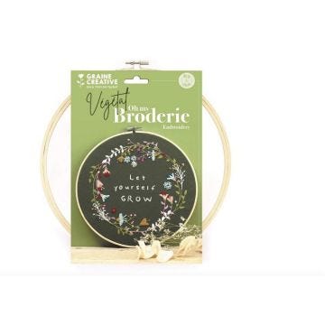 Kit de broderie - Végétal - 35x35 cm - 1 tambour de 25 cm - DIY complet - Motif décoratif