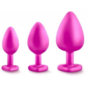 Coffret 3 Plugs en Silicone et Strass Rose Bling Rose