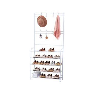 Porte-manteaux d'entrée avec étagère à chaussure à 5 niveaux Herzberg HG03398