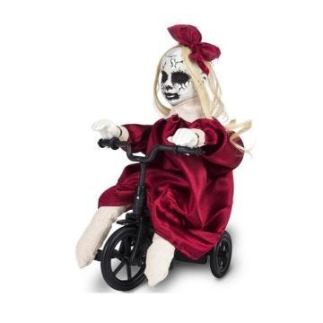 Poupée possédée sur tricycle - Marque inconnue - Blanc - Mixte - 37x15x22 cm