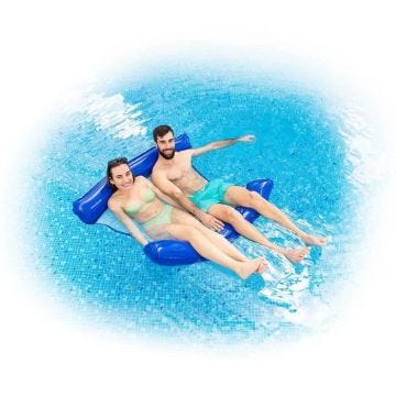 Hamac d'Eau Flottant Double pour Piscine - InnovaGoods - Multipositions - Polyester et PVC - Bleu