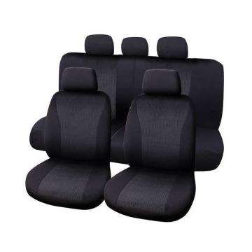 Carpoint ensemble de housse de siège Vienna uni polyester noir 9 pièces