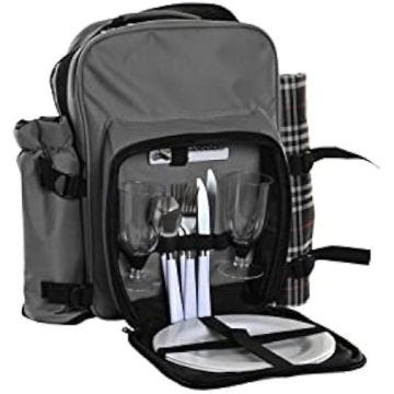 Set de pique-nique - DKD Home Decor - Gris foncé - Polyester - 28,5 x 20 x 39 cm - Extérieur