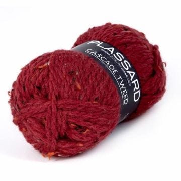 Pelote de laine - PLASSARD - Cascade Tweed - Couleur 62 Rouge - Aiguille 8-9 - Fabriqué en Turquie