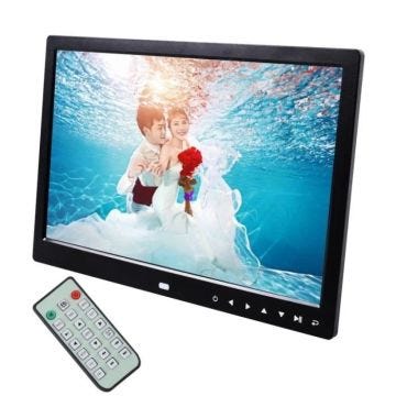 Cadre photo numérique HD lecteur vidéo musique diaporama calendrier horloge noir
