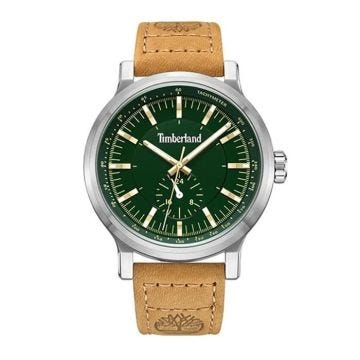 Bracelet acier - TIMBERLAND - Montre Timberland Discoll cadran vert cuir beige