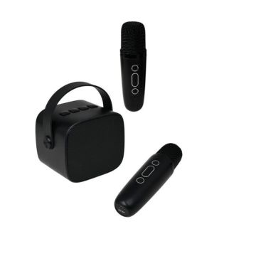 Enceinte Portable Bluetooth et 2 Micro karaoké Sans Fil Noir - PARTY