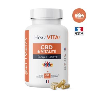 60 Gélules CBD HexaVITA 1500mg, Energie Vitalité, sans THC 1 boîte