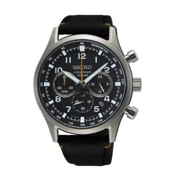 Montre - SEIKO - SSB449P1 - Cuir et textile - Chronographe - Noir