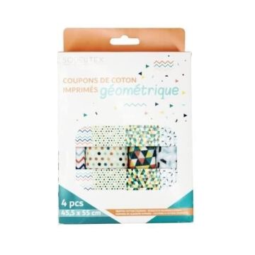 Coupon Tissu - SODERTEX - Imprimé Géométrique - 45,5 x 55 cm - 100% Coton - Loisirs Créatifs
