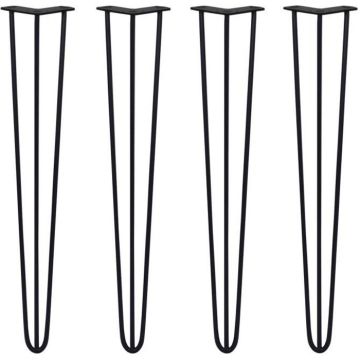SKISKI LEGS 4 Pieds de Table en Épingle à Cheveux 71cm 3 Tiges en Acier Noir Épaisseur 10mm