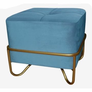 banquette mousse bleu doré métal polyester velours bois mdf (42 x 42 x 38 cm)