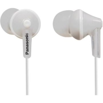 Panasonic Écouteurs intra-auriculaires RP-HJE125E-W, Aimant Néodyme, Micro, Design Ergo Fit, Blanc