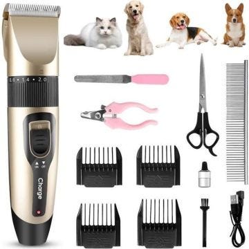 Tondeuse Chien Professionnelle Poil Long Epais,12Pcs Tondeuse pour Chien Chat et Animaux Poil Long Epais Silencieux,USB Rechargeable