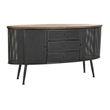 buffet 145,5 x 45 x 76 cm sapin noir métal marron