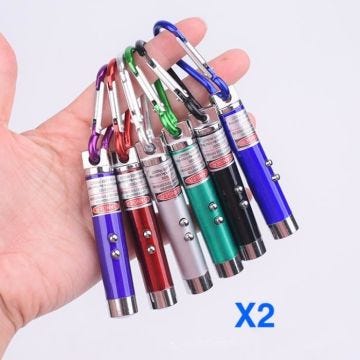 Lot de 2 jouets chat - stylo laser, pointeur, porte clé, en LED Couleur: Mix aléatoire
