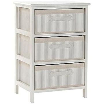 Commode - DKD HOME DECOR - Standard - Bois de Paulownia et Bambou - 32x42x63 cm - Blanc