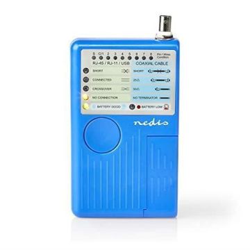Testeur de câble LAN Nedis NWCTM100BU - RJ45 RJ11 USB UTP/STP/FTP - LED