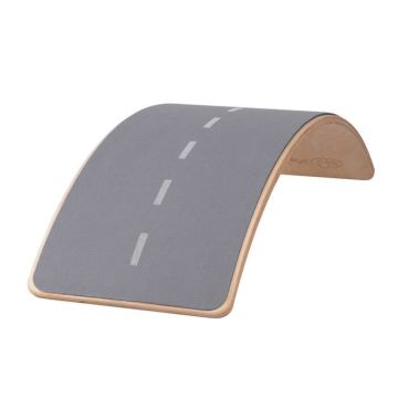 MeowBaby® Planche D'équilibre pour Enfants 80x30cm Planche Balancer Montessori, Balance Board Naturel avec Feutre gris Autoroute