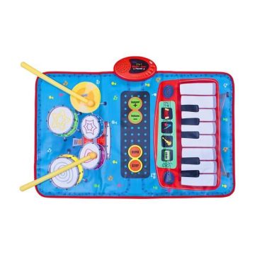 Global Gizmos 50770 Twin 2 en 1 Musical pour Enfant Tapis de Jeu Clavier et kit de Batterie