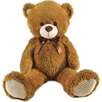 Ours en Peluche Marron avec Noeud +/- 100 cm - PLANET PLUCH - Magnifique ours de 1 mètre en peluche douce.