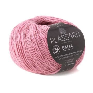 Fil crochet et tricot - PLASSARD - Balia - Rose Moyen 31 - Coton, Chanvre, Lin - N° aiguille 3