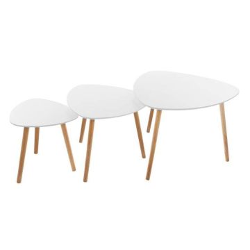 Lot de 3 tables à café - Mileo - Blanc