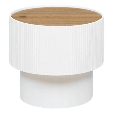 Table à café "Enola" en placage frêne D38,5cm blanc - Blanc - Atmosphera createur d'interieur