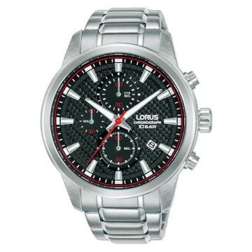 Bracelet acier homme - LORUS - Montre Lorus Sport chrono acier cadran noir/rouge - Couleur de la matière:Blanc