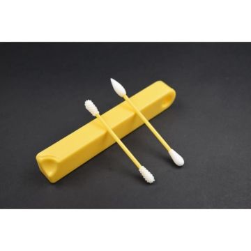Duo de coton tige réutilisable jaune