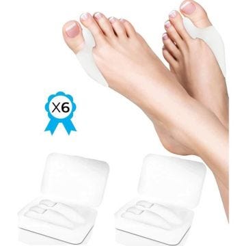 6 Correcteurs Silicone | Paire - CANDORE® - Anti-Douleur, Atelle Hallux Valgus Oignon, Séparateur Redresseur d’Orteil