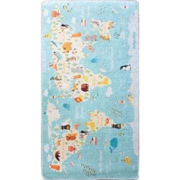 Tapis - MANI TEXTILE - Monde - Bleu - 100x150 cm - Polyester