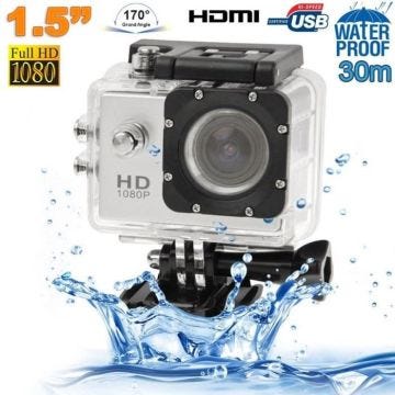 Caméra Sport Étanche 30 M Caméra D'Action Waterproof Full HD 1080P 12 Mp Argent + SD 4Go - YONIS