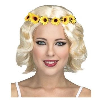 Perruque Hippie Blonde Courte - Disfrazzes - Femme - Jaune - Multicolore