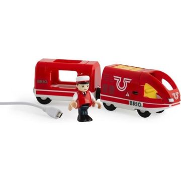 Train de Voyageur Rechargeable BRIO - Circuit de train en bois - Ravensburger - Rouge - Mixte dès 3 ans