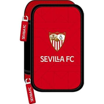 Plumier double - SAFTA - Sevilla Fútbol Club - Noir Rouge - 12.5 x 19.5 x 4 cm - 28 Pièces