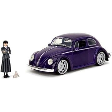 Voiture miniature - JADA - Volkswagen Beetle - Figurine Wednesday Addams - Échelle 1:24 - Portes ouvrables