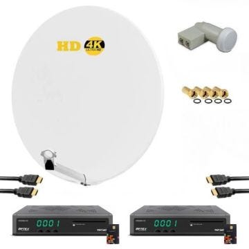 Kit Parabole Satellite HD4K - ORS - 9992 TNTSAT - 85cm - LNB TWIN - 2 Récepteurs TV