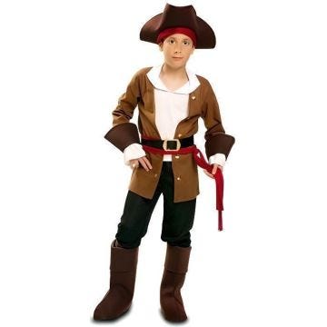 Déguisement Pirate Boucanier Enfant - Marron - Costume Complet avec Accessoires - Polyester
