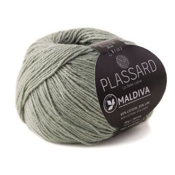 Fil crochet et tricot - PLASSARD - Maldiva - Couleur Tilleul 77 - Coton et Lin - Aiguille N°3