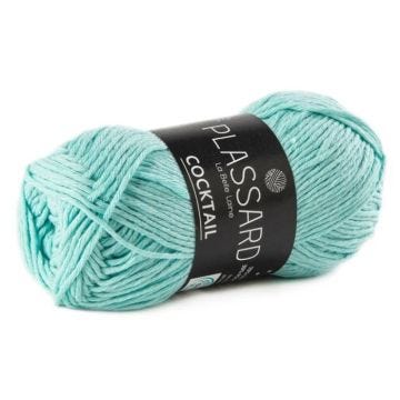 Laine naturelle - PLASSARD - Cocktail Bleu ciel 71 - Blanc - coton - polyester - N° aiguille 4