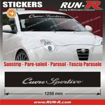 Pare-soleil Alfa Romeo CUORE SPORTIVO 125 cm - Noir et Argent - Protection Solaire pour Pare-brise Avant